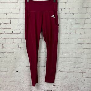 !SIZE Adidas Leggings Womens Tights Training Capri Pull On Active Pocket Pink